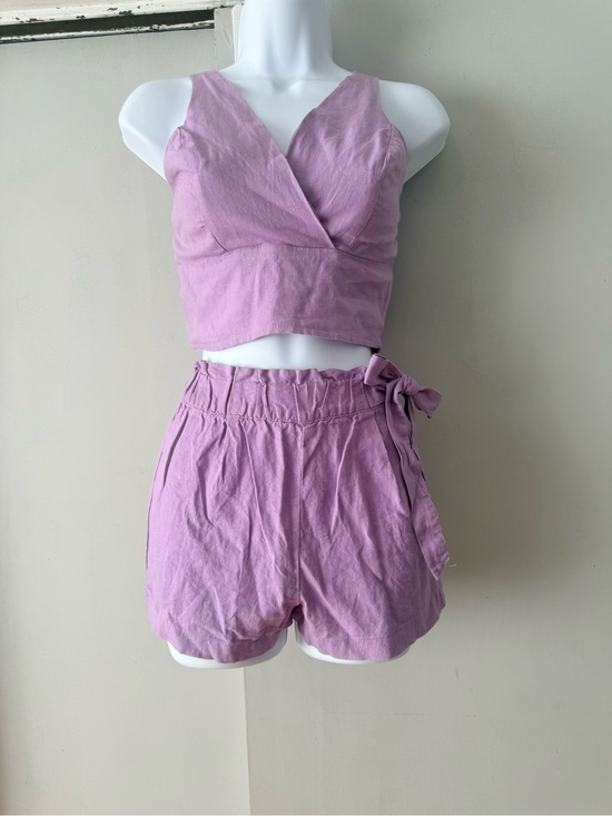 Revamped Other - Lilac Two-Piece Crop Top & High-Waist Shorts Set